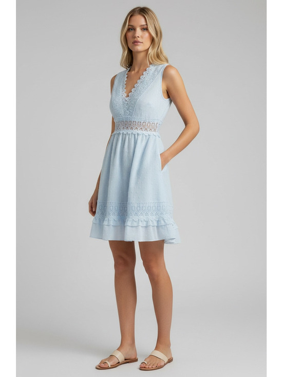 SHEIN Dresses & Skirts - Light Blue Sleeveless Lace Detail Summer Dress